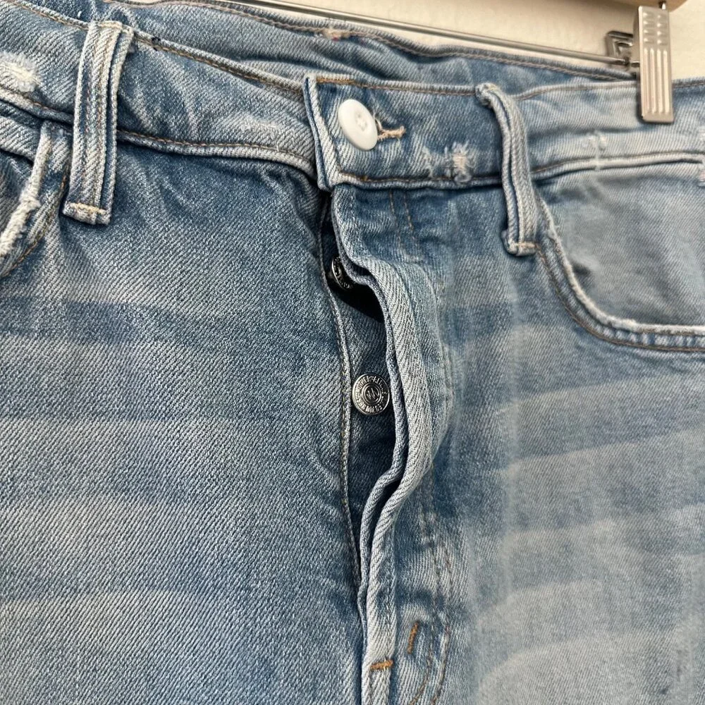 MOTHER The Patchwork Tomcat Ankle Raw Hem New Hobbies Blue 28 - Picture 3 of 16